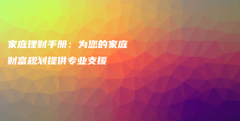 家庭理财手册：为您的家庭财富规划提供专业支援-保点通