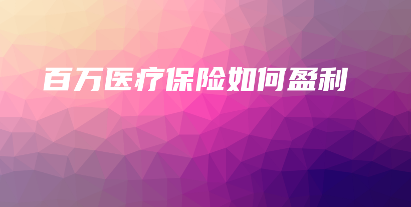 百万医疗保险如何盈利-保点通