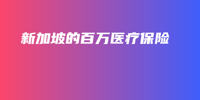 新加坡的百万医疗保险-保点通