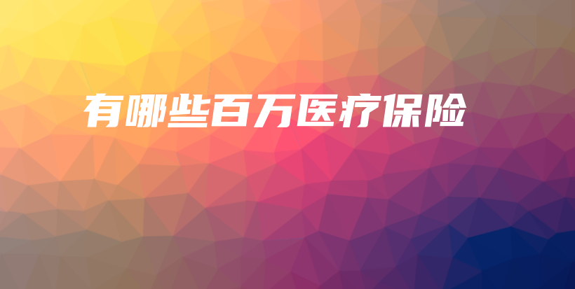 有哪些百万医疗保险-保点通