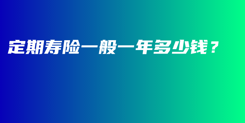 定期寿险一般一年多少钱？-保点通