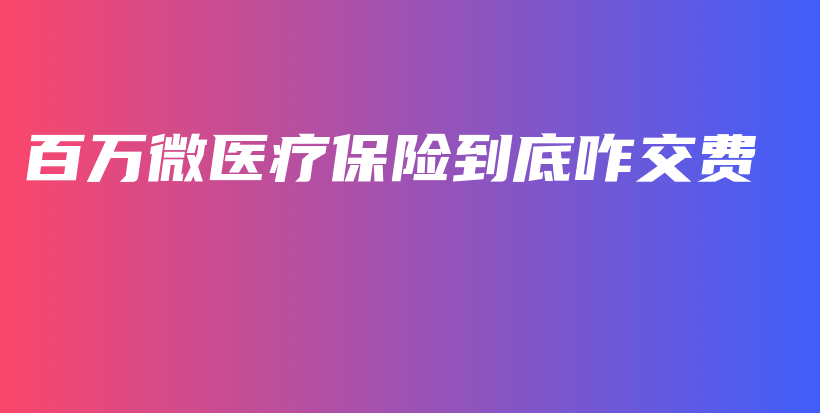 百万微医疗保险到底咋交费-保点通