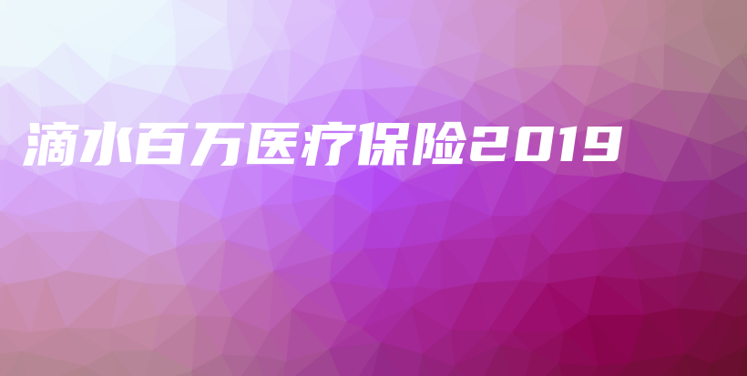 滴水百万医疗保险2019-保点通