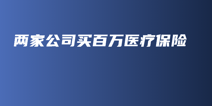 两家公司买百万医疗保险-保点通