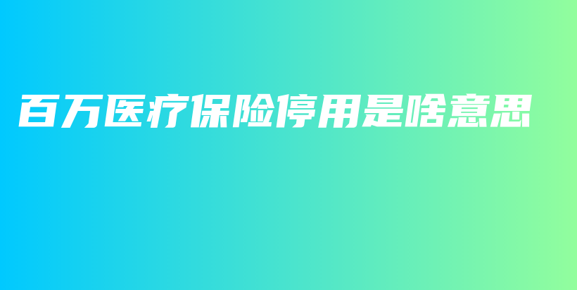 百万医疗保险停用是啥意思-保点通