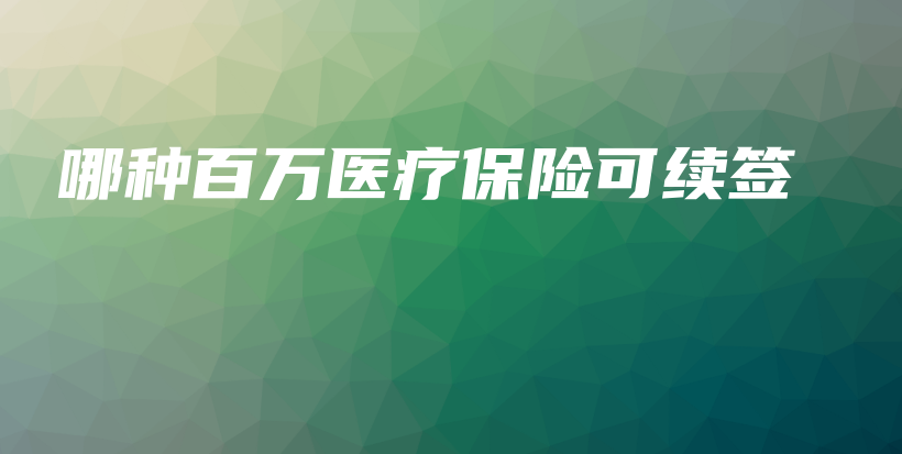哪种百万医疗保险可续签-保点通