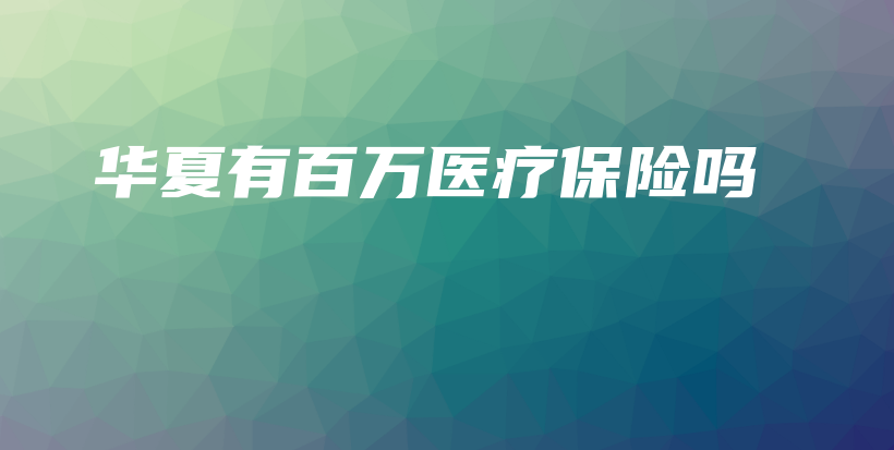 华夏有百万医疗保险吗-保点通