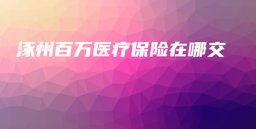 涿州百万医疗保险在哪交-保点通
