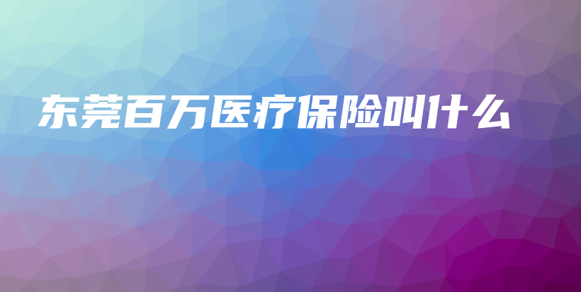 东莞百万医疗保险叫什么-保点通