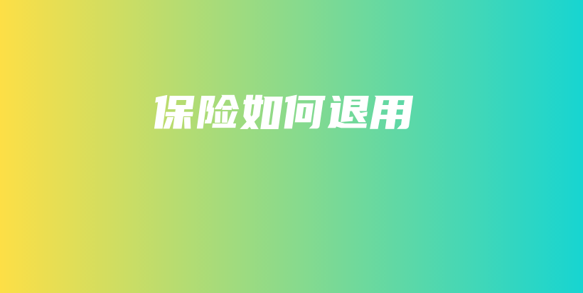保险如何退用-保点通