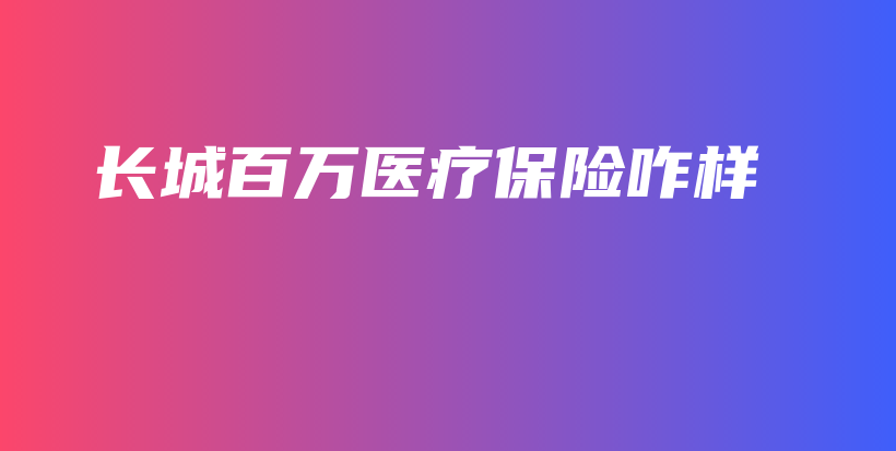 长城百万医疗保险咋样-保点通