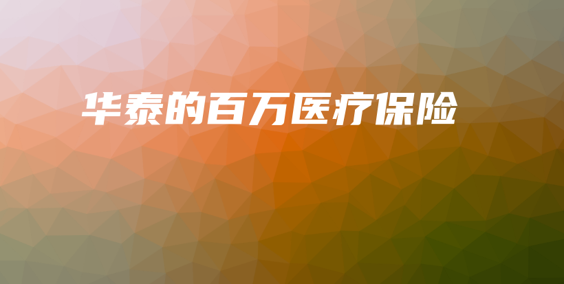 华泰的百万医疗保险-保点通