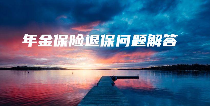 年金保险退保问题解答-保点通