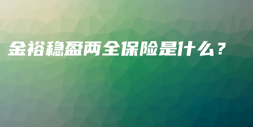 金裕稳盈两全保险是什么？-保点通