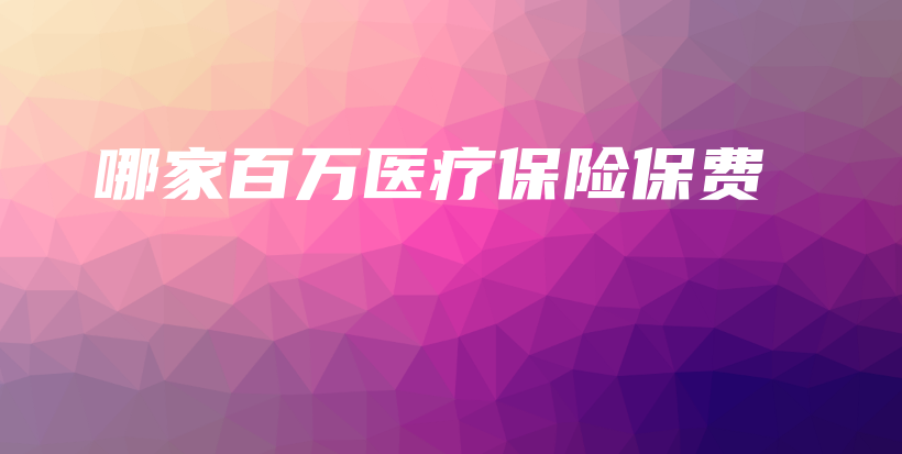 哪家百万医疗保险保费-保点通