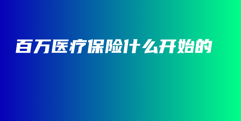 百万医疗保险什么开始的-保点通