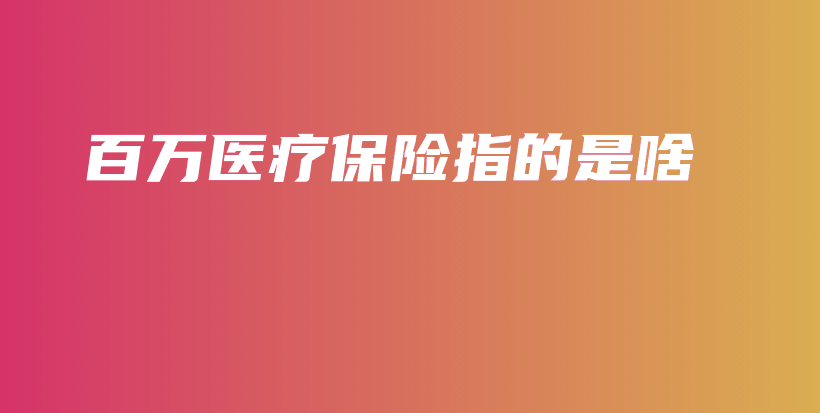 百万医疗保险指的是啥-保点通