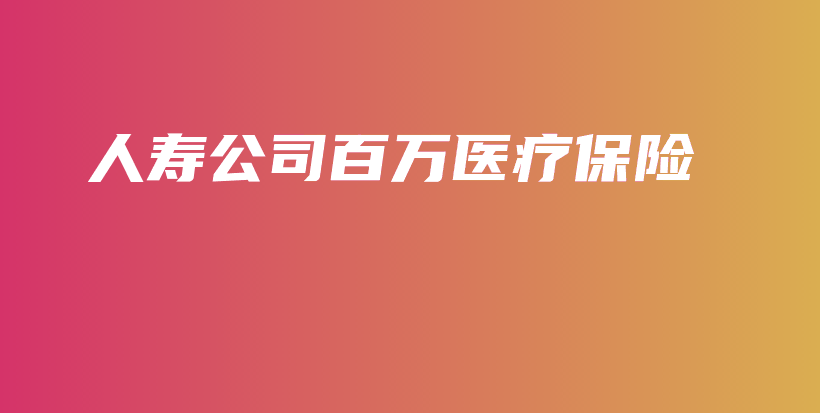人寿公司百万医疗保险-保点通
