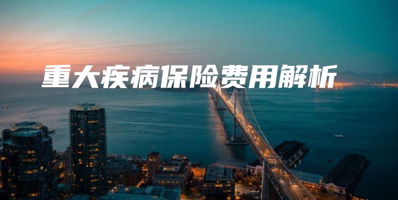 重大疾病保险费用解析-保点通