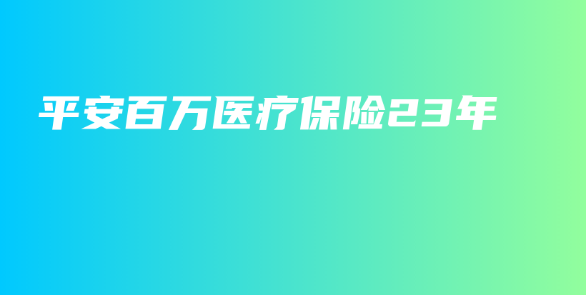 平安百万医疗保险23年-保点通