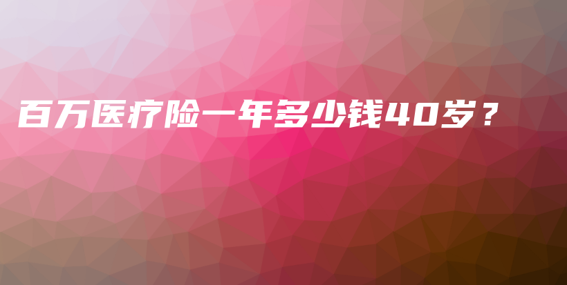 百万医疗险一年多少钱40岁？-保点通