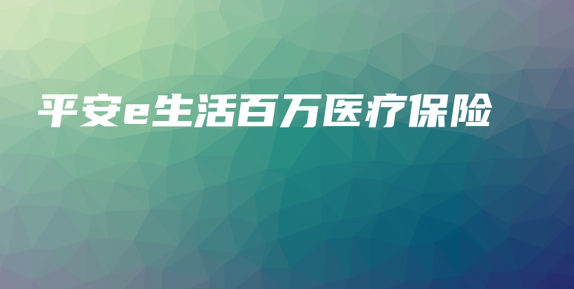 平安e生活百万医疗保险-保点通