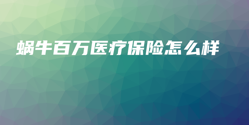 蜗牛百万医疗保险怎么样-保点通