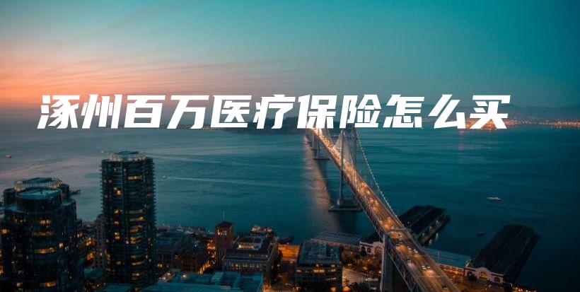 涿州百万医疗保险怎么买-保点通