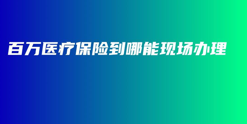 百万医疗保险到哪能现场办理-保点通