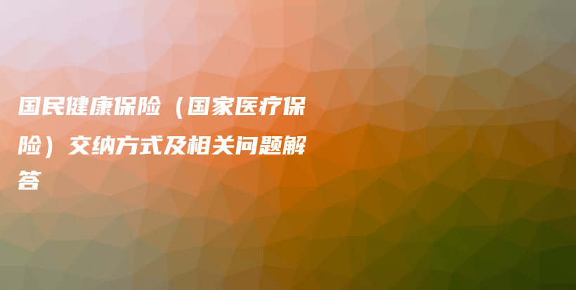 国民健康保险（国家医疗保险）交纳方式及相关问题解答-保点通