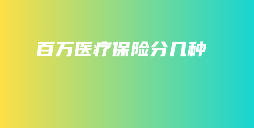 百万医疗保险分几种-保点通