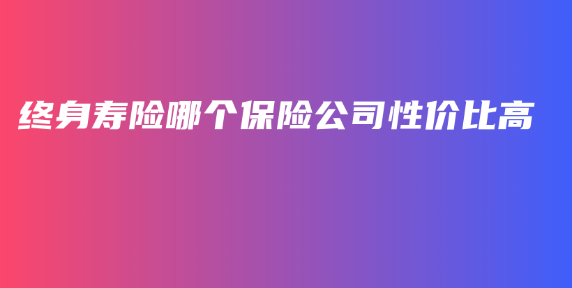 终身寿险哪个保险公司性价比高-保点通