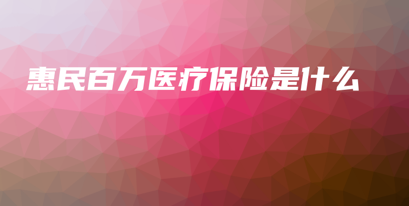 惠民百万医疗保险是什么-保点通
