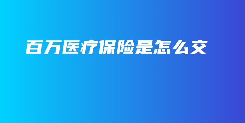 百万医疗保险是怎么交-保点通