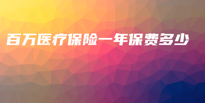 百万医疗保险一年保费多少-保点通