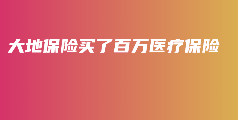 大地保险买了百万医疗保险-保点通