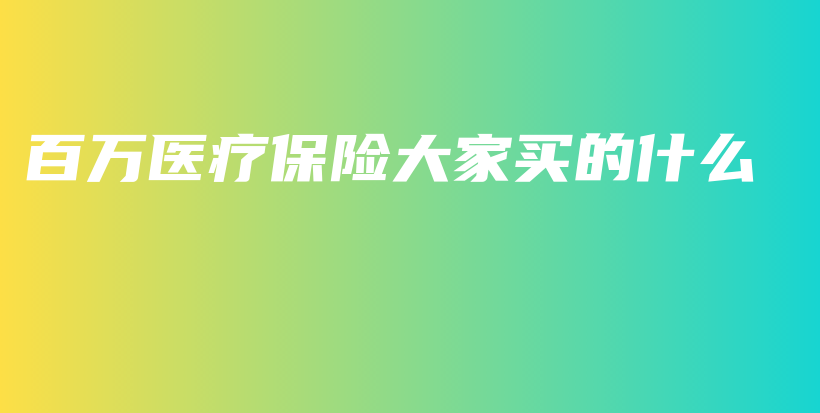 百万医疗保险大家买的什么-保点通