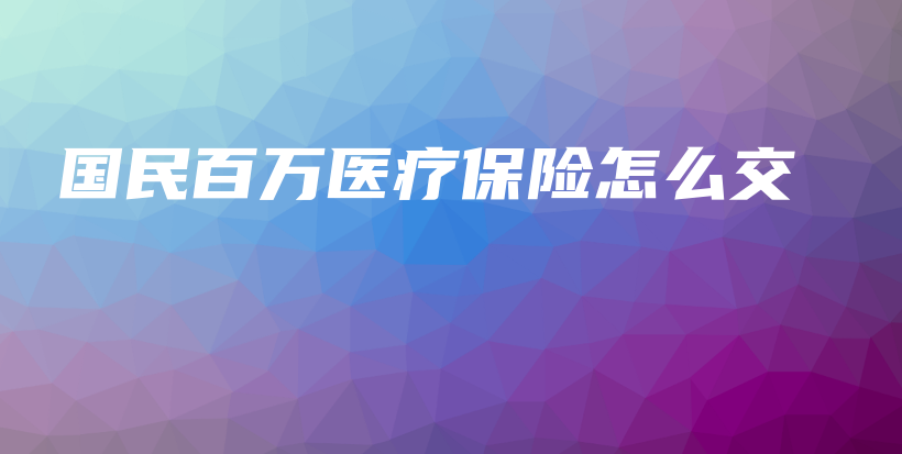 国民百万医疗保险怎么交-保点通