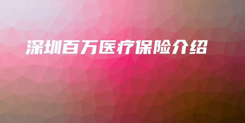 深圳百万医疗保险介绍-保点通