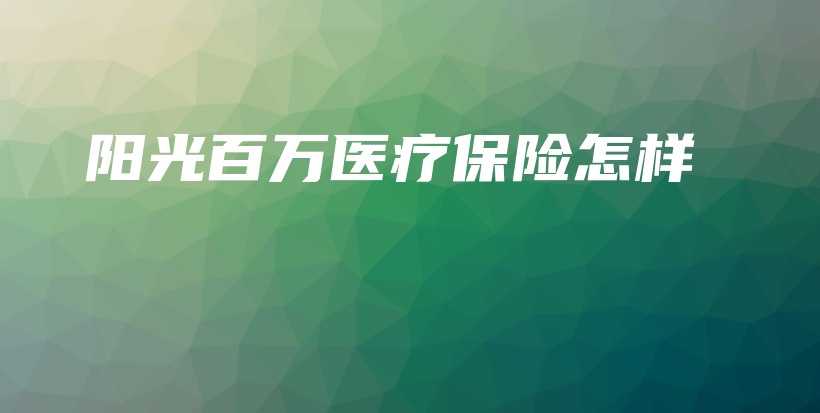阳光百万医疗保险怎样-保点通