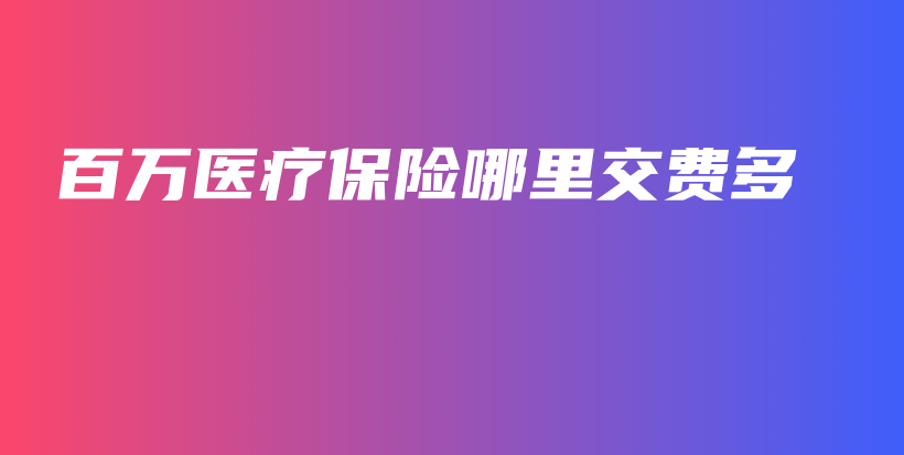 百万医疗保险哪里交费多-保点通
