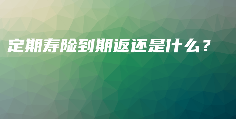定期寿险到期返还是什么？-保点通