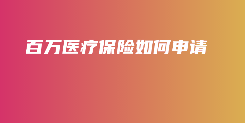 百万医疗保险如何申请-保点通
