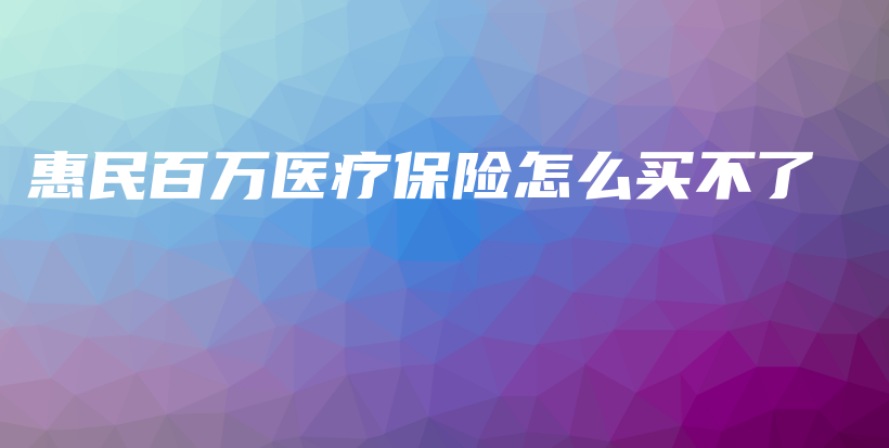 惠民百万医疗保险怎么买不了-保点通