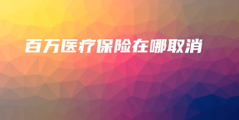 百万医疗保险在哪取消-保点通