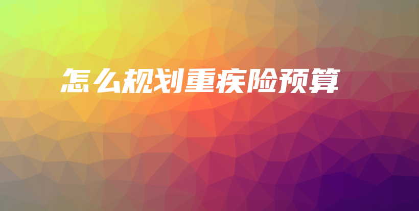 怎么规划重疾险预算-保点通