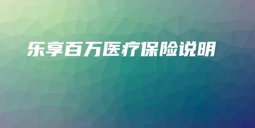 乐享百万医疗保险说明-保点通