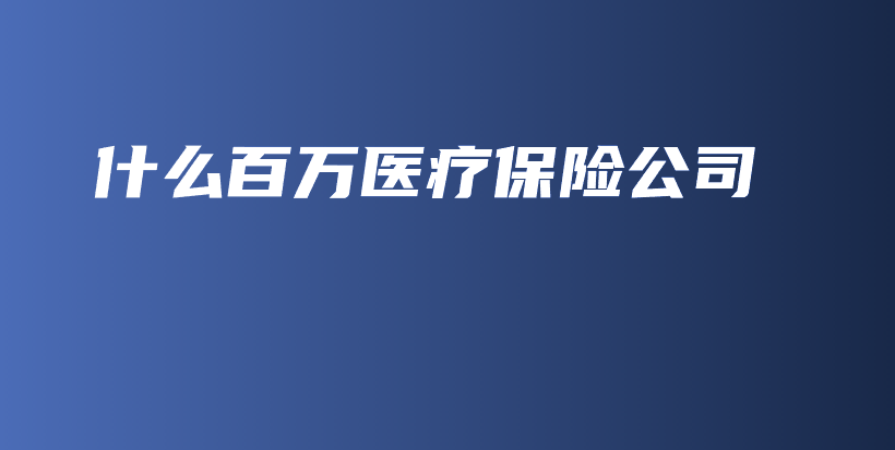 什么百万医疗保险公司-保点通