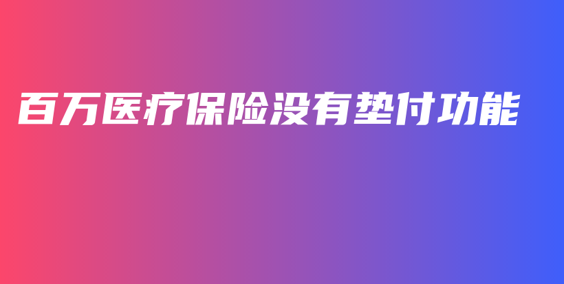 百万医疗保险没有垫付功能-保点通