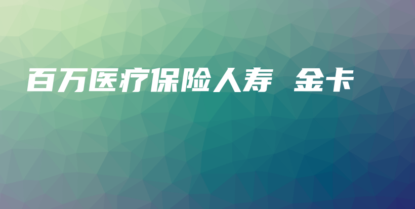 百万医疗保险人寿 金卡-保点通